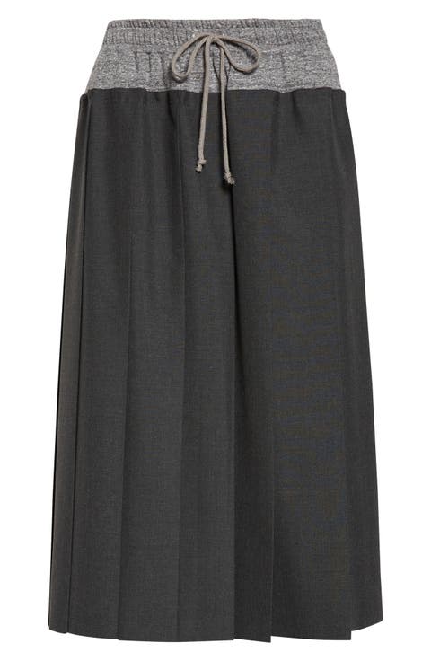 Drawstring Pleated Skirt