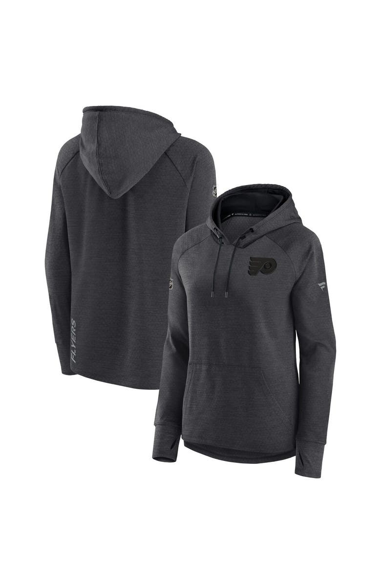 FANATICS Women's Fanatics Branded Heather Charcoal Philadelphia Flyers Authentic Pro Road Performance Raglan Pullover Hoodie, Main, color,