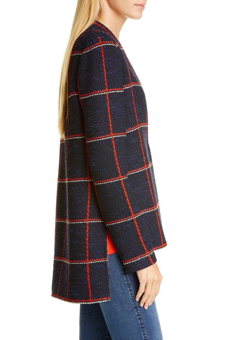 Maritime Plaid Knit High/Low Jacket, Alternate, color, NAVY/ GERANIUM MULTI
