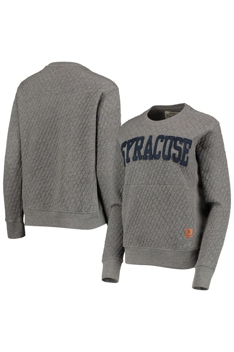 Women's Pressbox Heather Charcoal Syracuse Orange Moose Quilted Pullover Sweatshirt, Main, color, Heather Gray