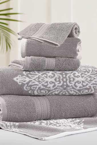 Modern Threads Gray Artesia Damask Reversible Yarn-Dyed Jacquard 6-Piece Towel Set
