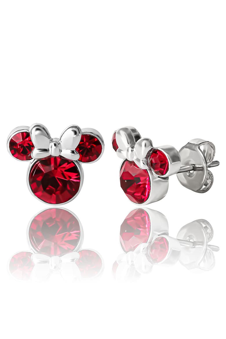 Birthstone Stud Earrings, Alternate, color, July - Ruby Crystal