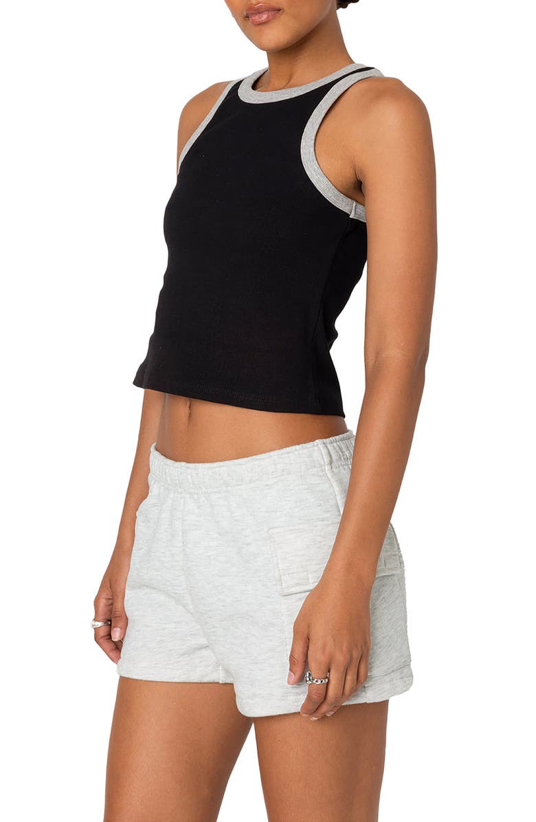 EDIKTED Wes Contrast Trim Tank Top, Alternate, color, Black
