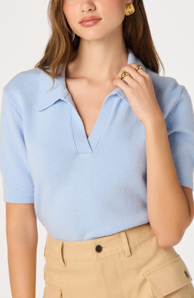 ASTR the Label Brauwin Collared Short Sleeve Sweater, Alternate, color, Blue