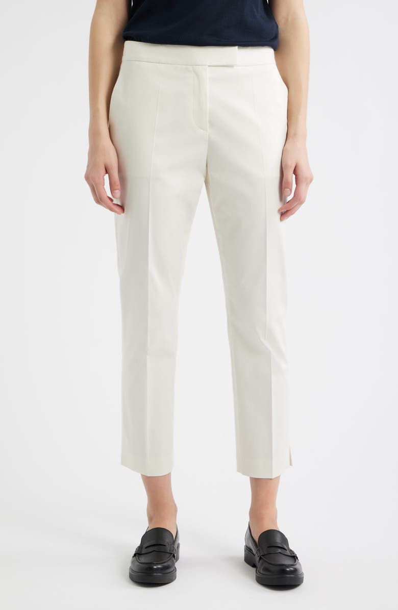 BOSS Tapria Stretch Cotton Crop Pants, Main, color, Soft Cream