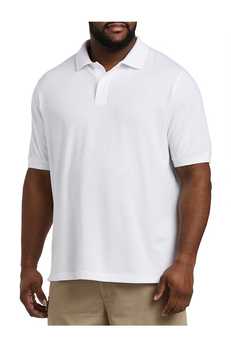 Big & Tall Piqué Mesh Short-sleeve Polo Shirt, Main, color, BRIGHT WHITE