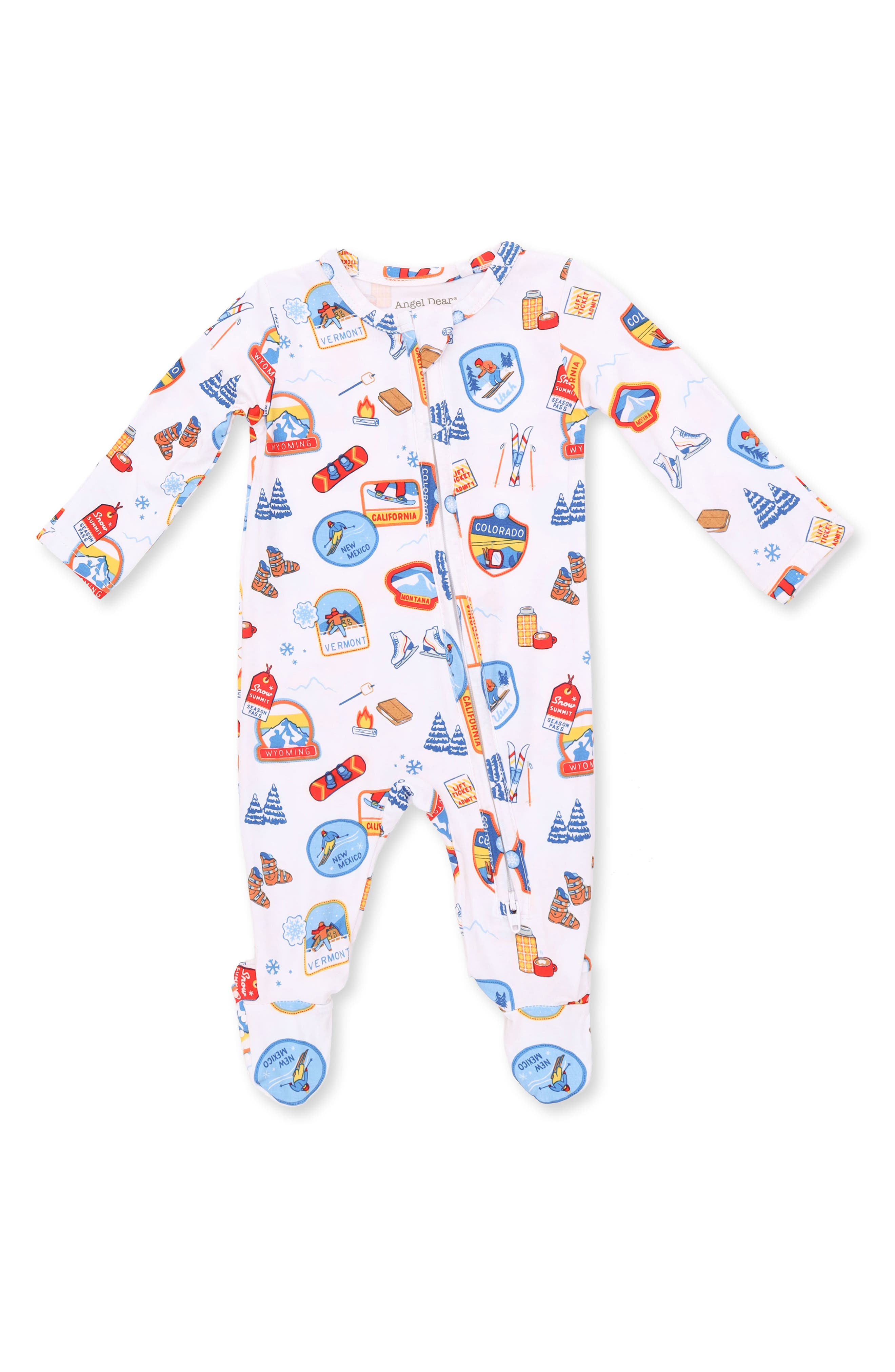 Angel Dear Ski Patches Two Way Zip Footie | Nordstrom