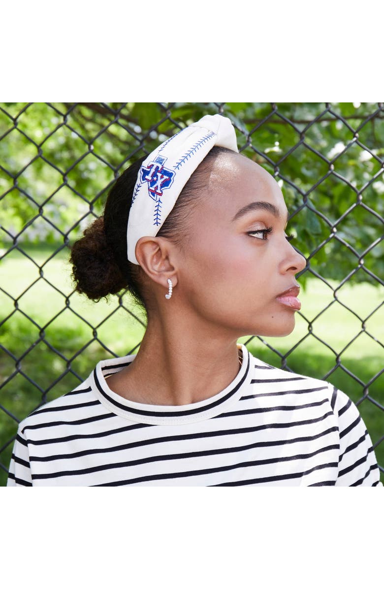 Lele Sadoughi MLB Texas Rangers Embroidered Headband, Alternate, color, Ivory 100