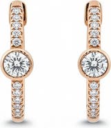 BY ADINA EDEN Diamond Round Bezel Accent Pave Huggie Earring 14K