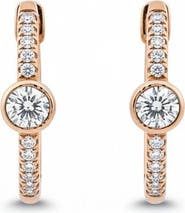 BY ADINA EDEN Diamond Round Bezel Accent Pave Huggie Earring 14K