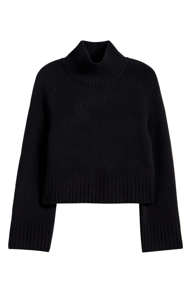 Reformation Brooke Crop Cashmere Turtleneck Sweater, Alternate, color, Black