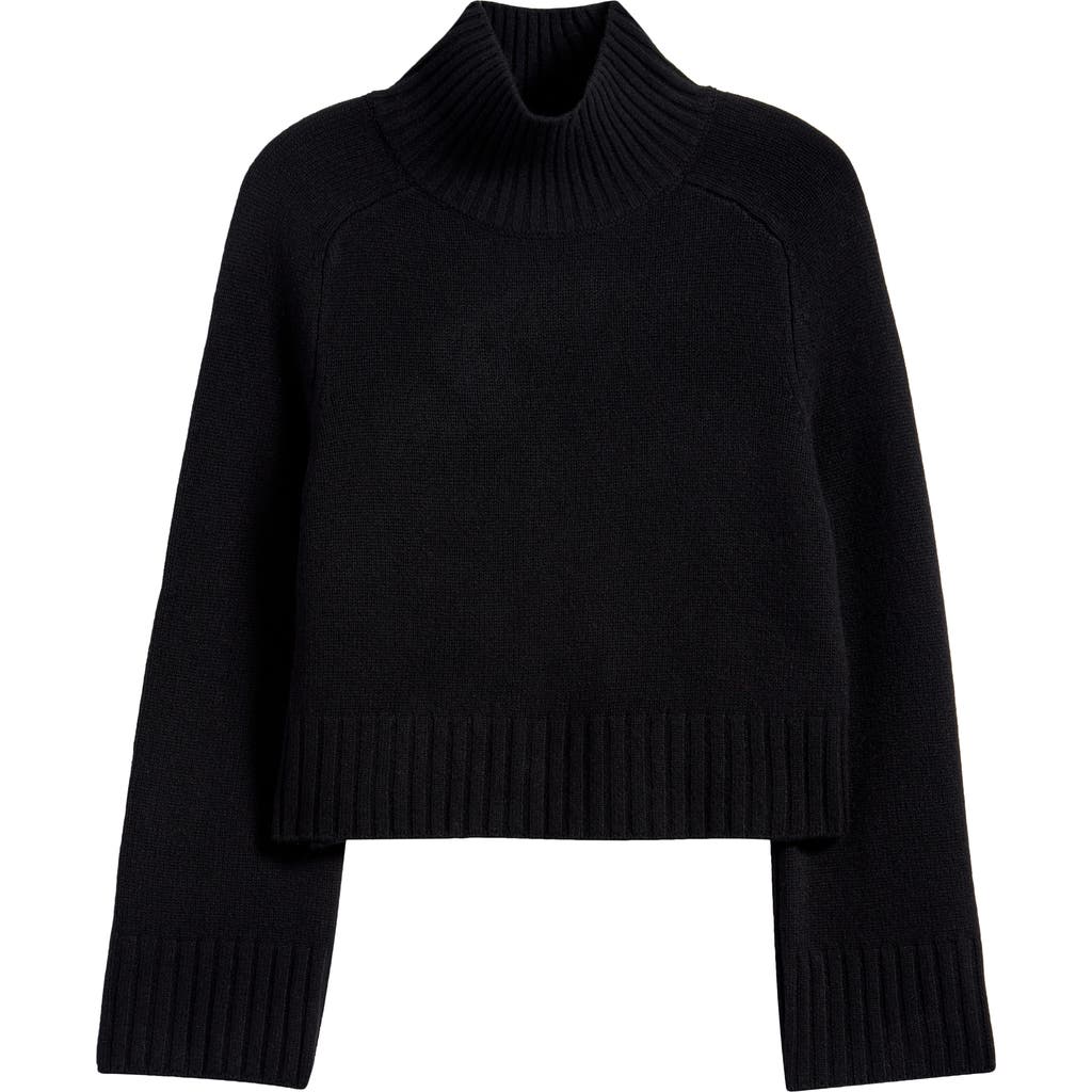 Reformation Brooke Crop Cashmere Turtleneck Sweater In Black