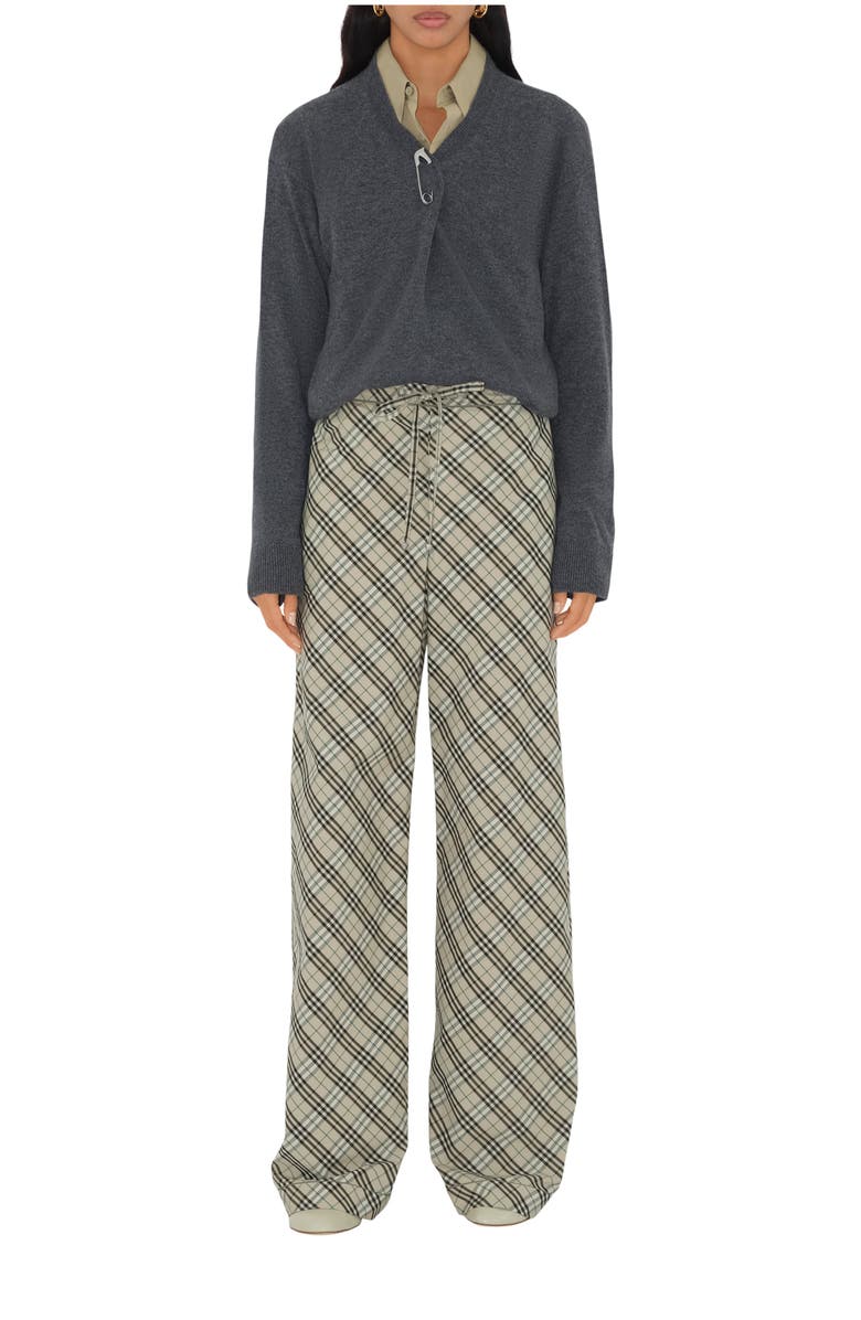 Burberry Check Cotton Pyjama Trousers, Main, color, Husk