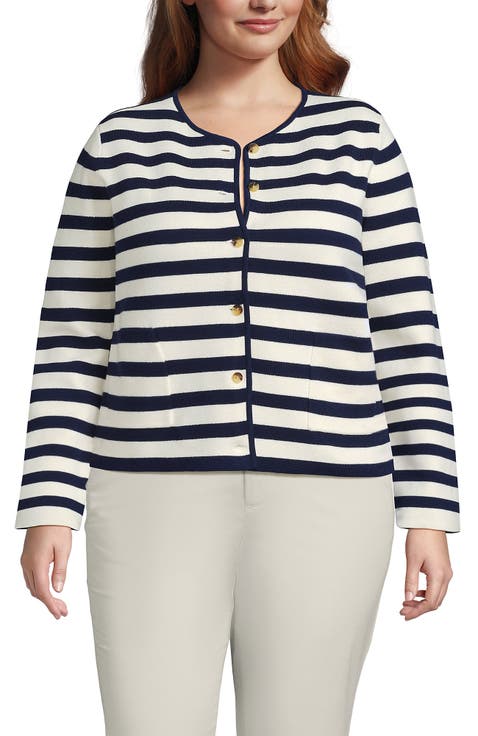 Plus Size Fine Gauge Cotton Milano Blazer Sweater