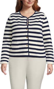 Lands' End Plus Size Fine Gauge Cotton Milano Blazer Sweater