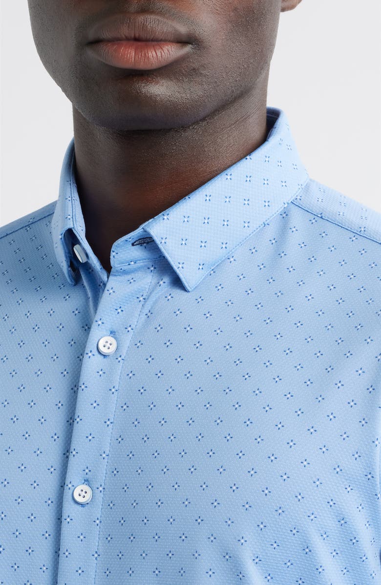 Mizzen+Main Halyard Trim Fit Geo Print Short Sleeve Button-Up Shirt, Alternate, color, Provence Dot Geo