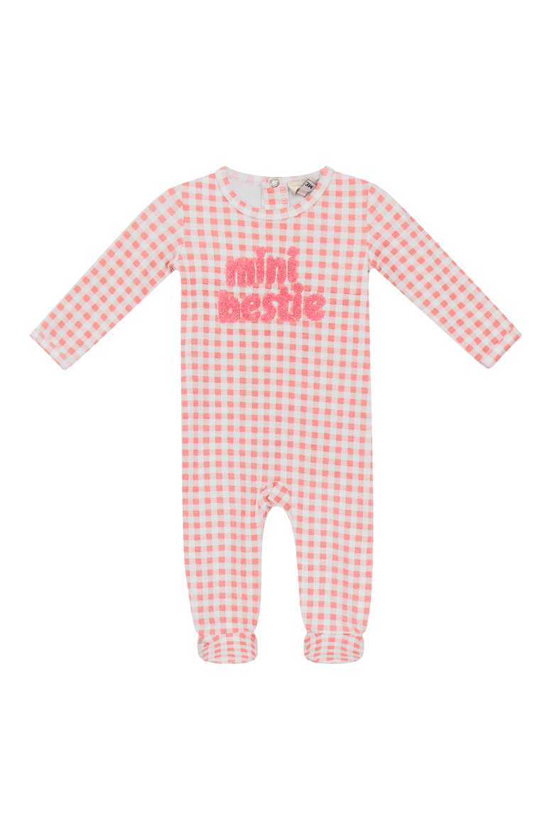 Checkered Mini Bestie Romper, Main, color, Pink/White