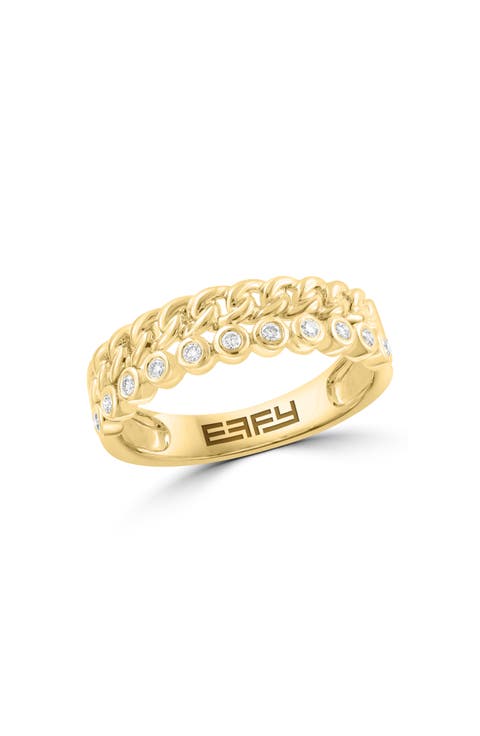 Diamond Curb Chain Band Ring