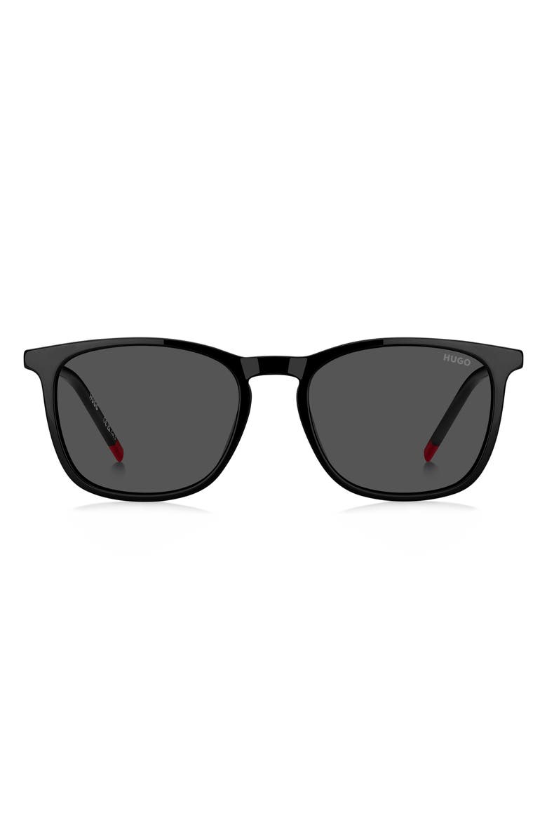 HUGO 53mm Rectangular Sunglasses, Main, color, Black/ Grey