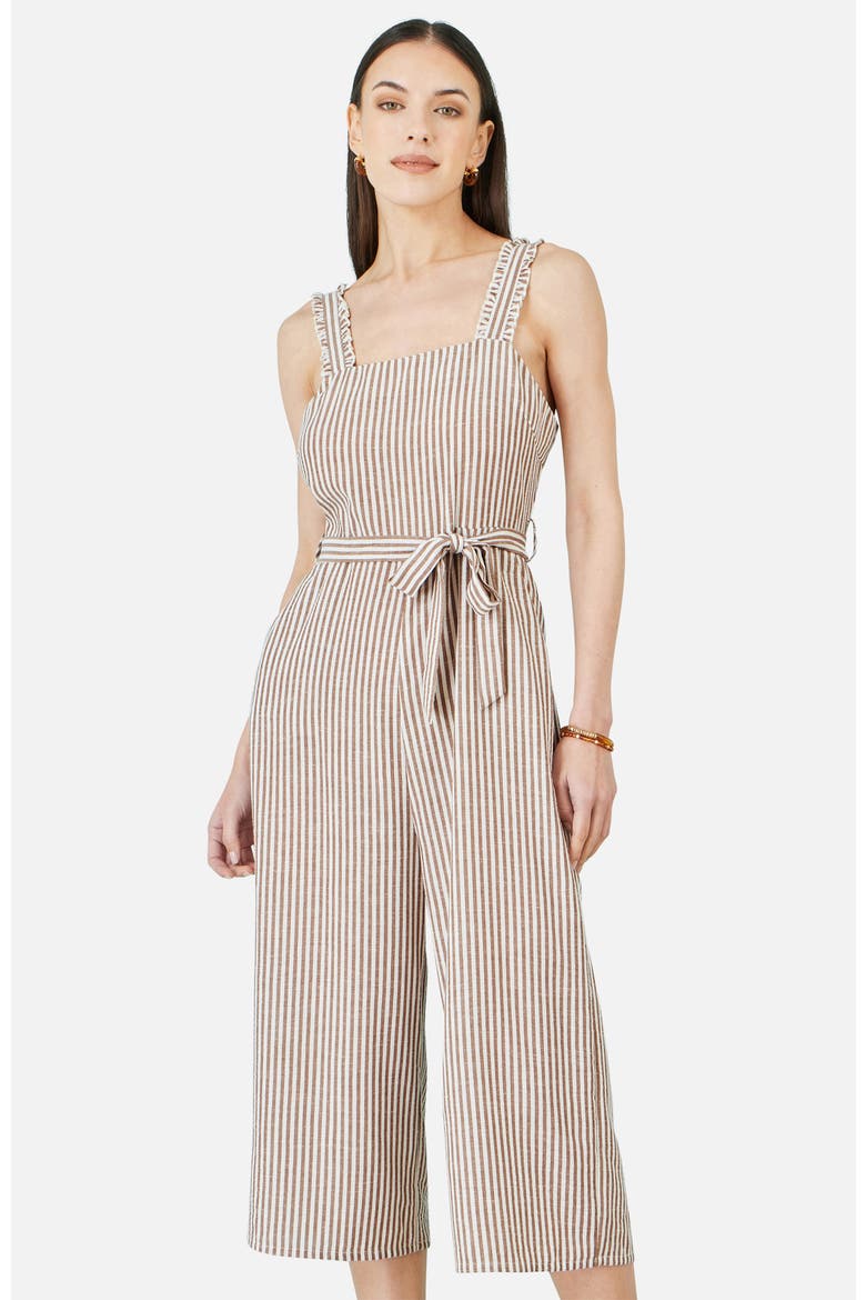 Stripe Strappy Jumpsuit, Alternate, color, Brown