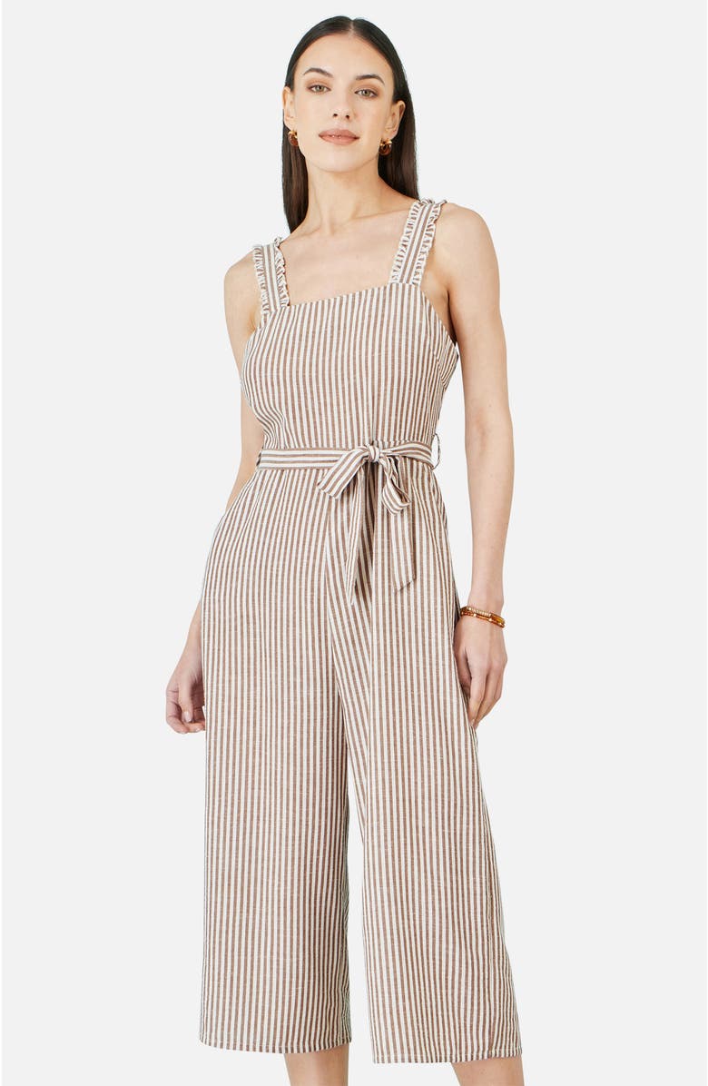 Yumi Stripe Strappy Jumpsuit, Alternate, color, Brown