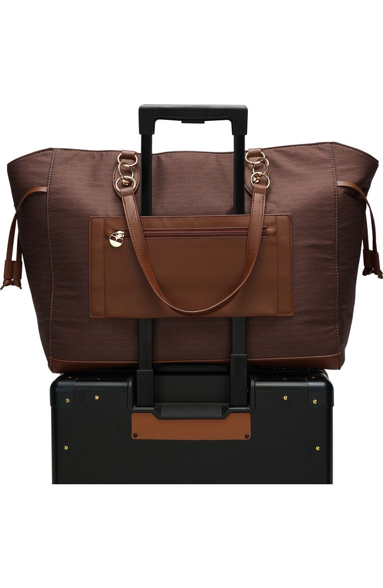 ELLE Eleganza 32L Monogram Weekender Duffel Bag, Alternate, color, Brown