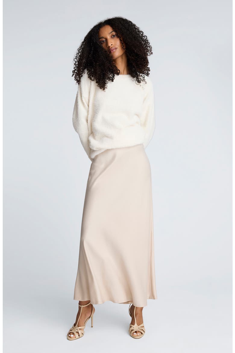 Flare Satin Maxi Skirt, Alternate, color, TANLINE