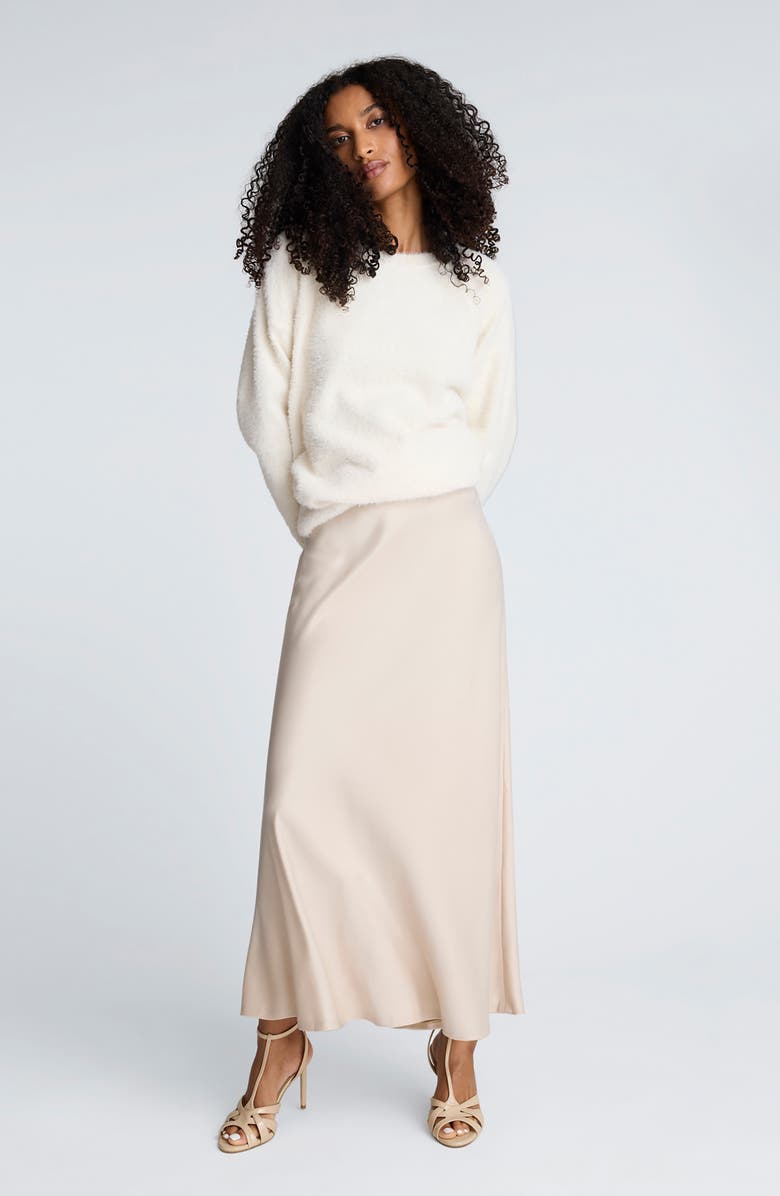 Kenneth Cole Flare Satin Maxi Skirt, Alternate, color, Tanline