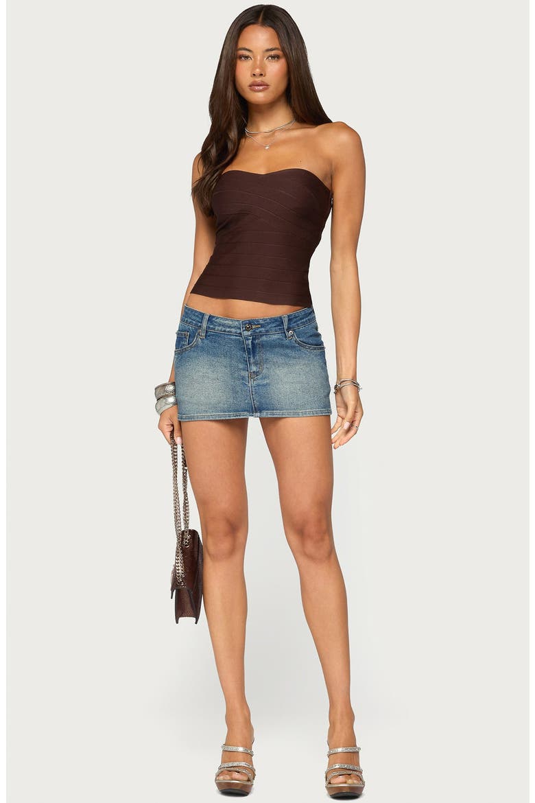Marzi Strapless Knit Bandage Top, Alternate, color, BROWN
