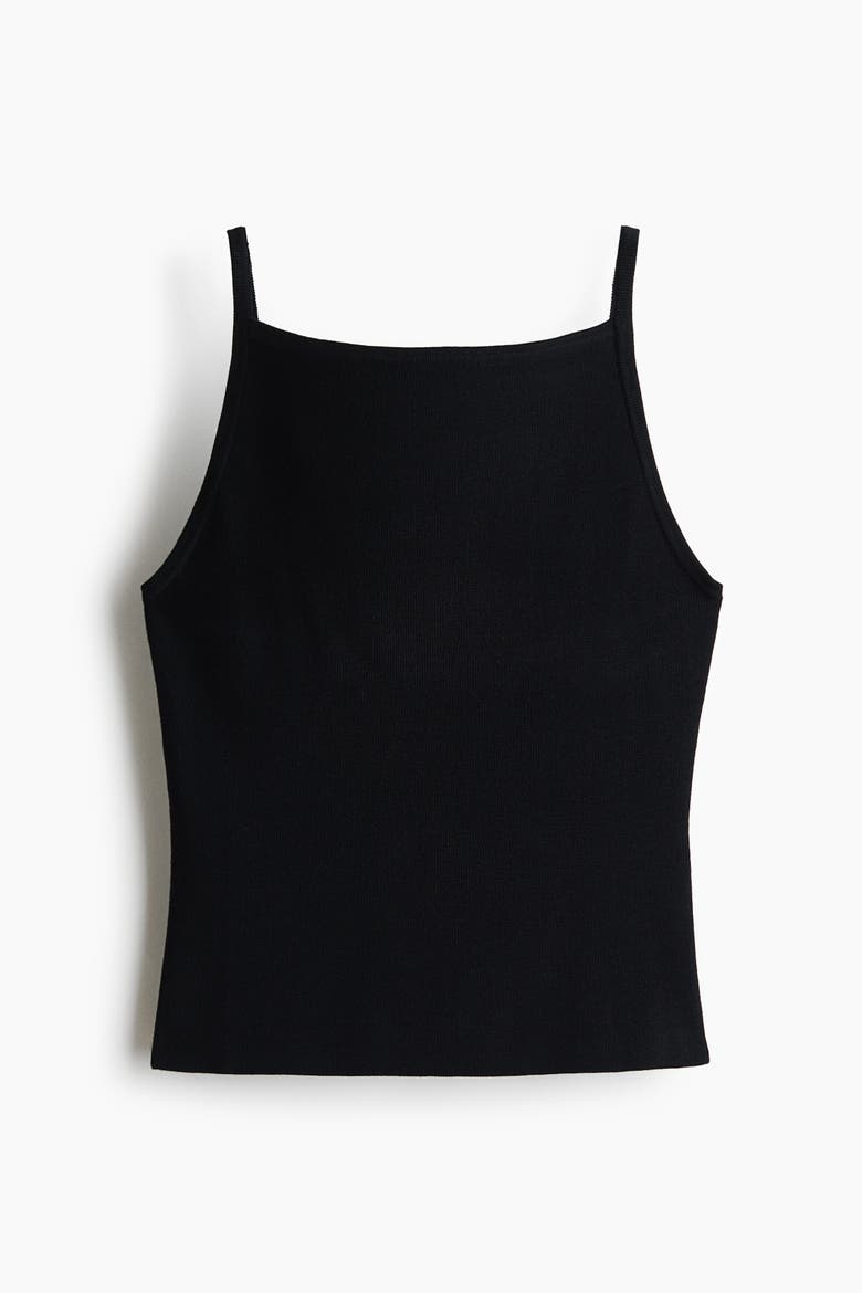 Rib-knit Tank Top, Main, color, Black