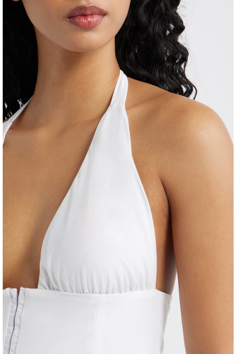 The Coco Plunge Neck Halter Crop Top, Alternate, color, WHITE