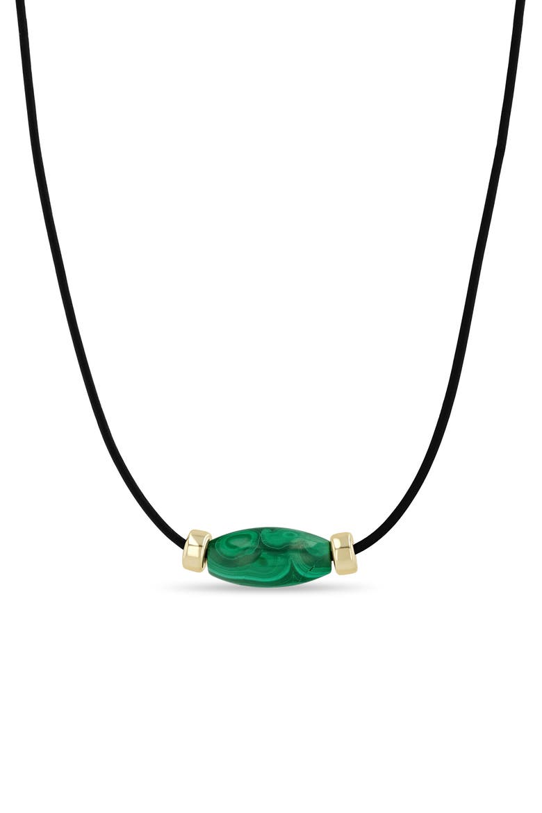 Malachite & Leather Necklace, Main, color, 14K YELLOW GOLD
