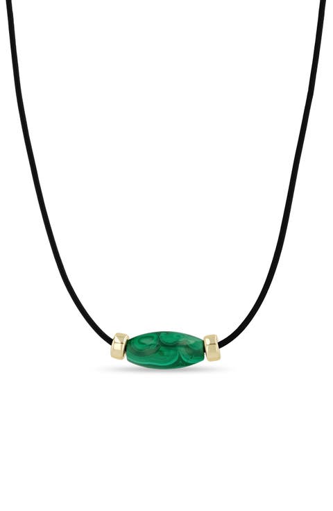 Malachite & Leather Necklace