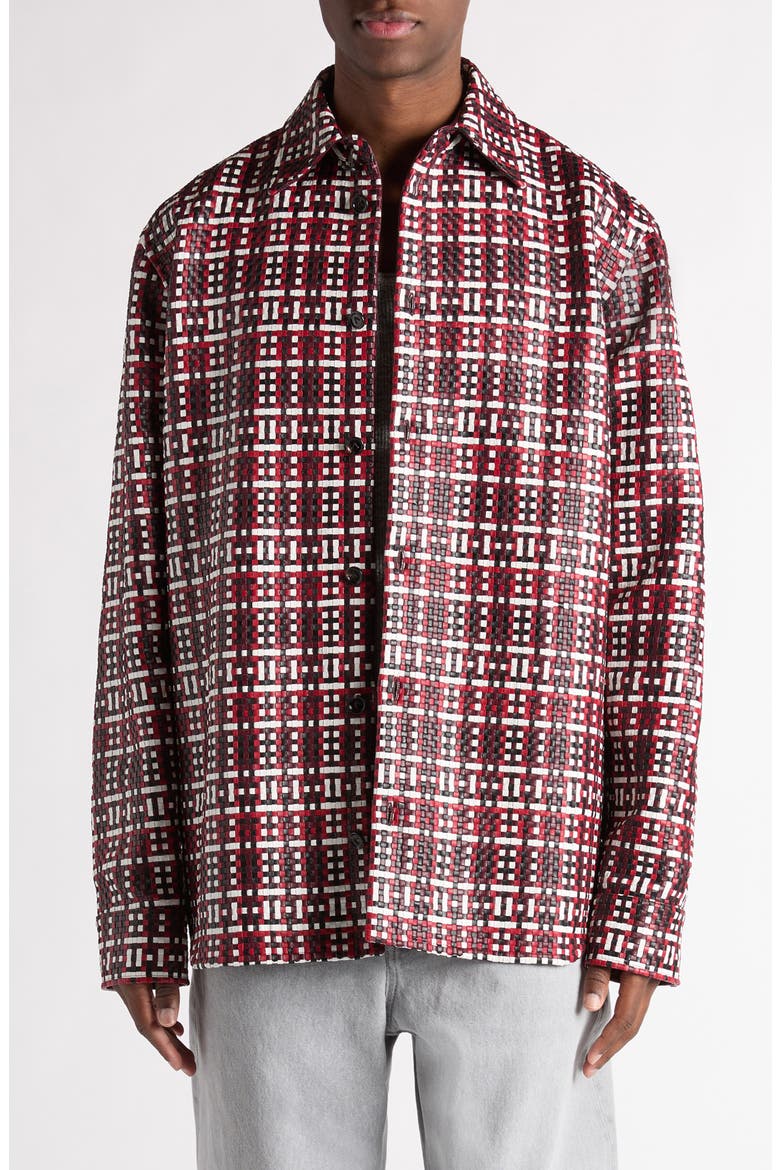Multicolor Intrecciato Leather Overshirt, Main, color, 6762 APPLE/ BAROL MULTI