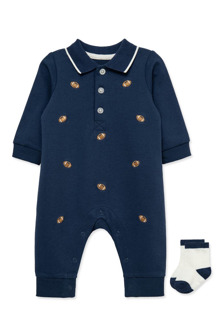 Kids' Football Embroidered Coverall & Socks Set, Main, color, BLUE