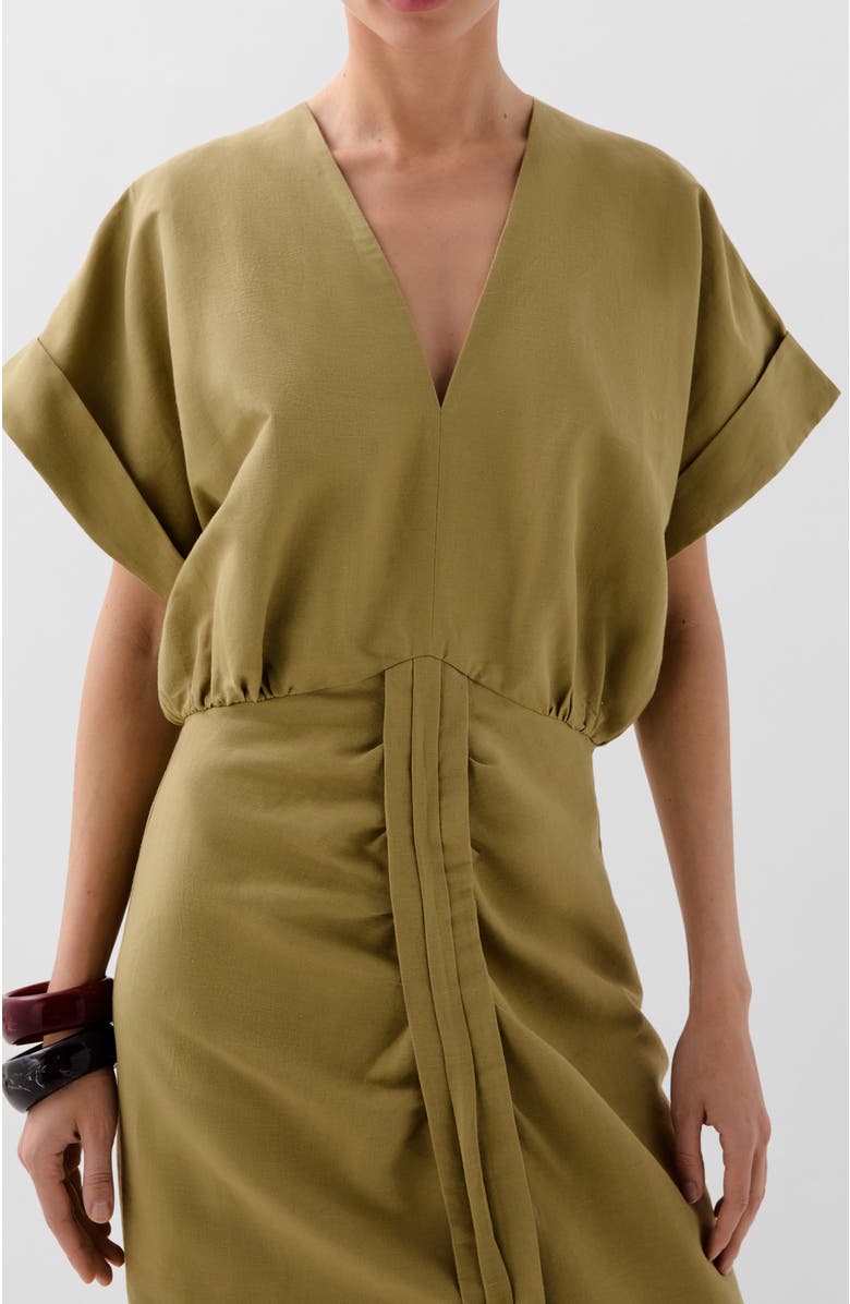 Scalpers Linen La Dress, Alternate, color, Khaki