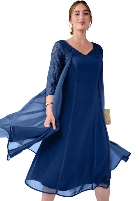 A-LINE LACE OVERLAY DRESS (Plus Available)