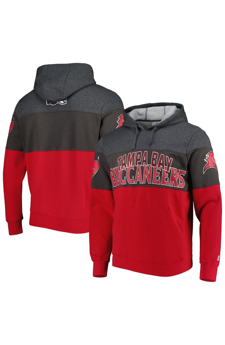 STARTER Men's Starter Heather Charcoal/Red Tampa Bay Buccaneers Extreme Pullover Hoodie, Main, color, Heather Charcoal