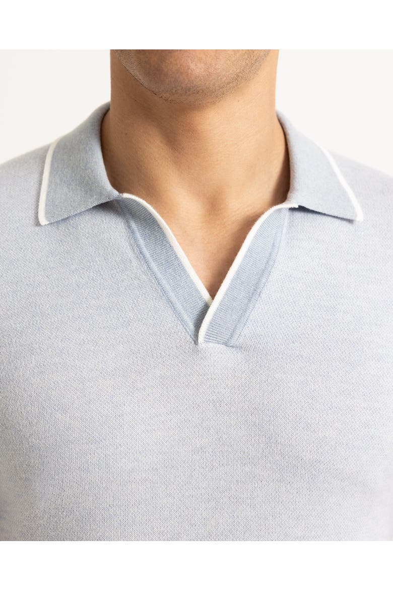 Horton Tailored Cotton Merino Polo With Contrast Tipping, Alternate, color, SURFSIDE BLUE/WHITE SAND