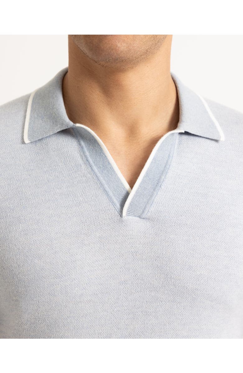 Orlebar Brown Horton Tailored Cotton Merino Polo With Contrast Tipping, Alternate, color, Surfside Blue/White Sand
