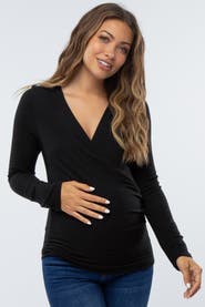 PinkBlush Brushed Knit Wrap Front Top