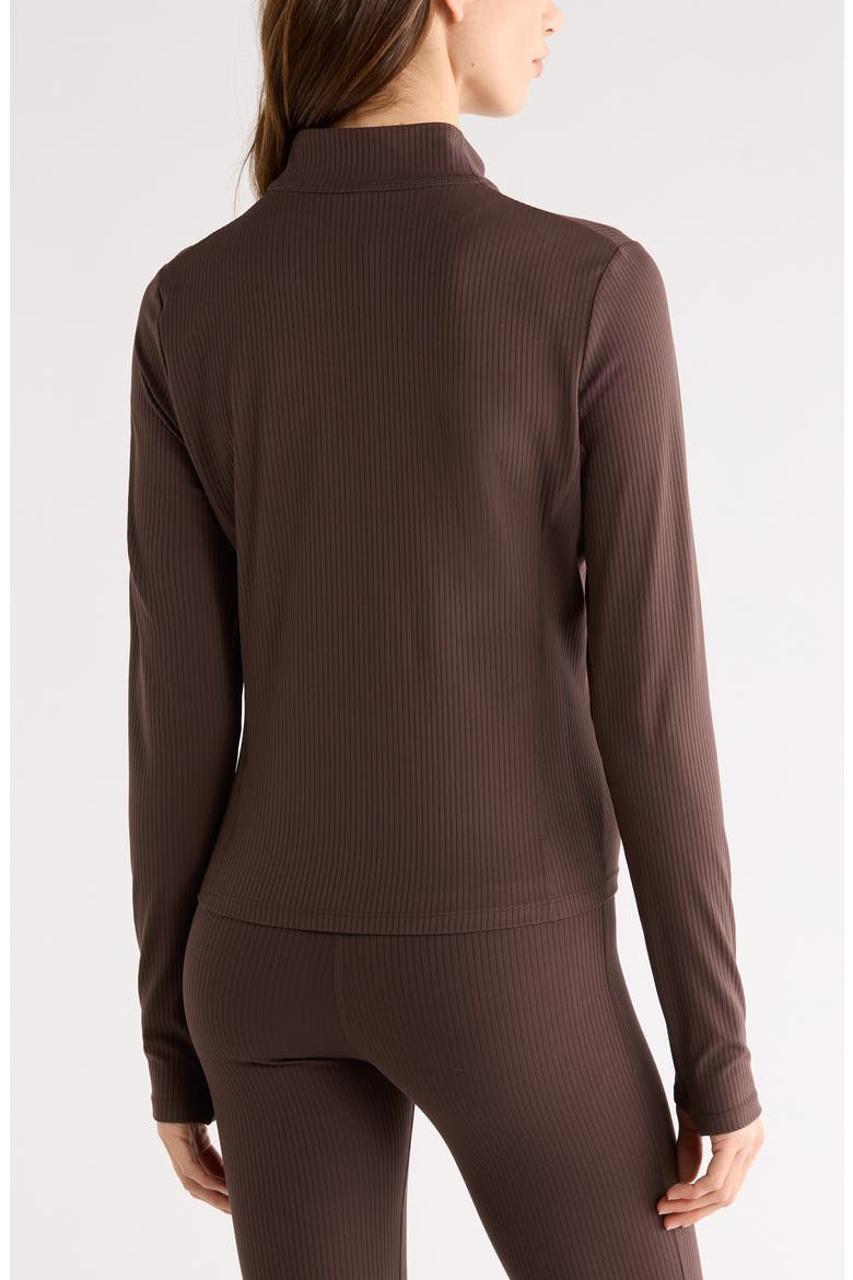 Thrive Rib Knit Zip Front Sweatshirt, Alternate, color, BROWN MOLE