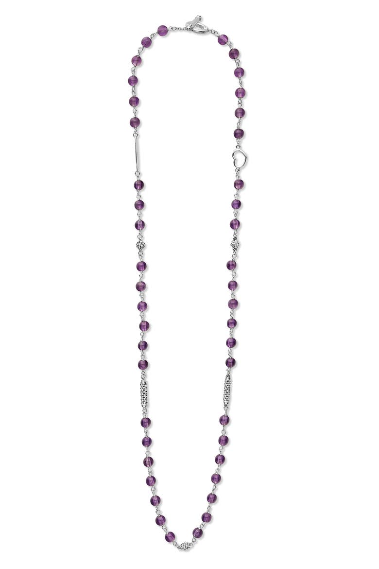 Caviar Icon Amethyst Bead Necklace, Alternate, color, AMATHYST