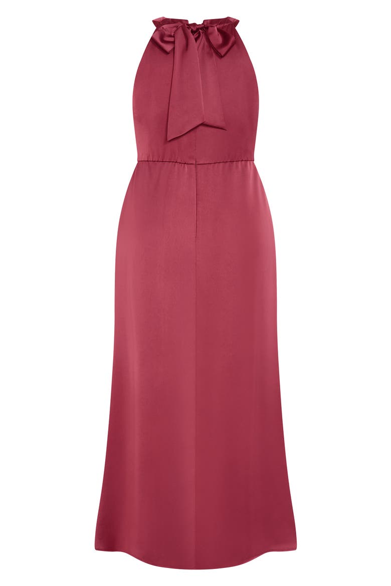 Celina Halter Neck Satin Maxi Dress, Alternate, color, BEET RED