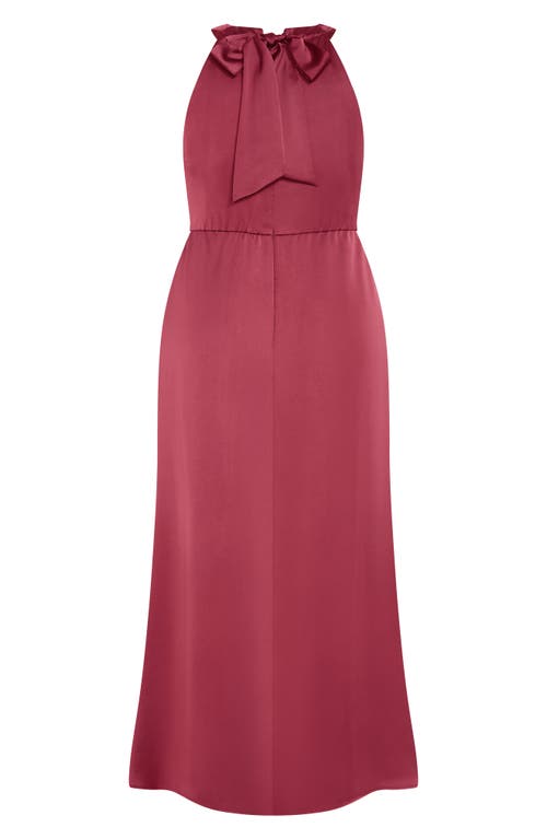 City Chic Celina Halter Neck Satin Maxi Dress In Pink
