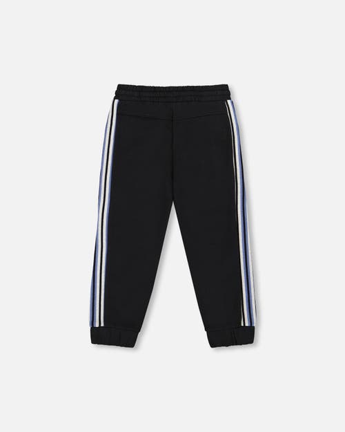 Deux Par Deux Fleece Sweatpants With Side Stripes In Black
