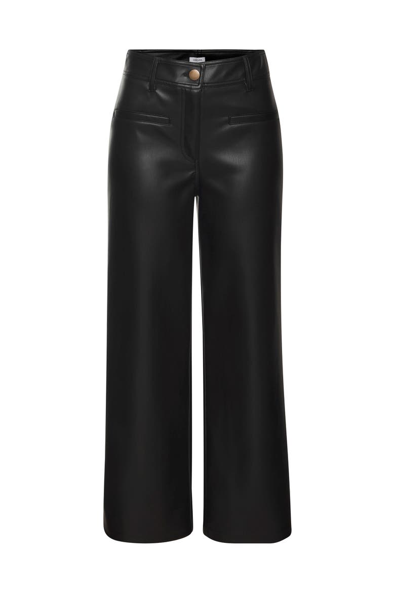 Faux Leather Wide Leg Pants, Alternate, color, Black