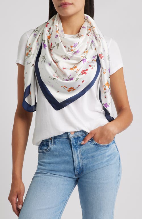 Tasha Floral Satin Scarf in Ivory Multi 