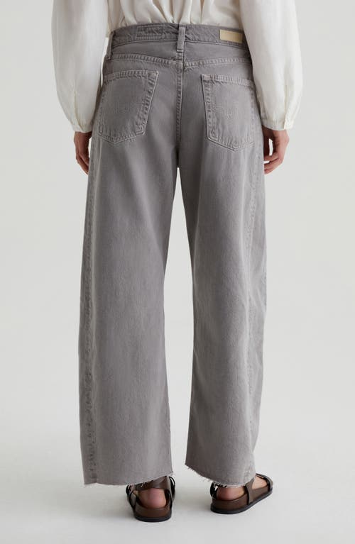 Ag Hattie Raw Hem High Waist Crop Barrel Jeans In Sulfur Pebble Grey