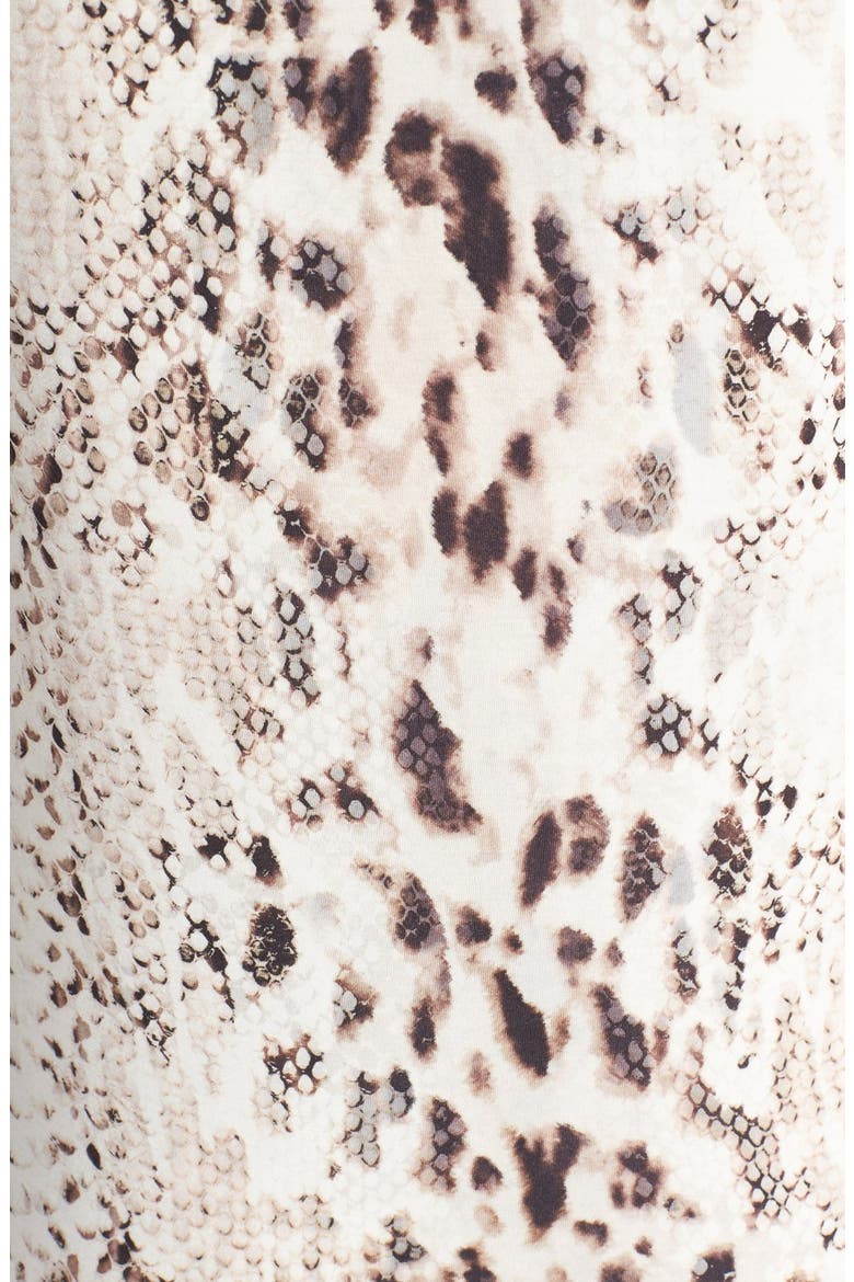 Snake Print Long V-Neck Muscle Dress, Alternate, color, BUFF MULTI